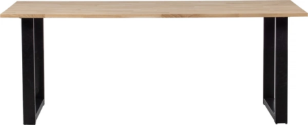Spisebord WOOOD Tablo U-Leg plankebord i massivt egetræ 220Ã90 cm natur/sort